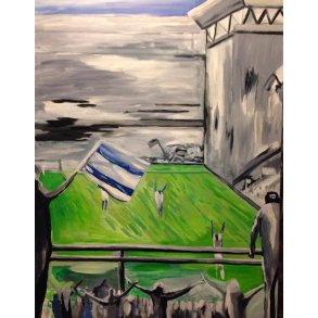 Fodbold maleri Stadion med fans 90 x 70 cm. 